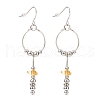 Gemstone Ring with Tassel Dangle Earrings EJEW-JE05052-4