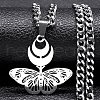 Hollow Butterfly 304 Stainless Steel Pendant Necklaces for Women NJEW-M105-08P-1