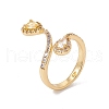 Clear Cubic Zircon Teardrop Open Cuff Ring RJEW-B043-02-3