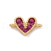 Brass Micro Pave Cubic Zirconia Heart Connector Charms KK-F894-03G-03-1