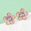 304 Stainless Steel Flower Stud Earrings EJEW-S268-01G-A-2