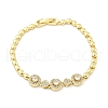 Brass Micro Pave Clear Cubic Zirconia Flat Round Link Chain Bracelets for Women BJEW-R315-01E-G-1