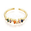 Brass Micro Pave Cubic Zirconia Cuff Rings for Women KK-T070-110-3