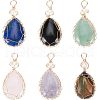  6Pcs 6 Styles Natural Gemstone Copper Wire Wrapped Pendants G-NB0003-75-1