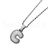 Brass Micro Pave Clear Cubic Zirconia Chunky Initial Pendant Necklaces WG24EA8-03-2
