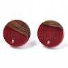Opaque Resin & Walnut Wood Stud Earring Findings MAK-N032-007A-B03-2