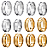 SUNNYCLUE 12Pcs 12 Styles 304 Stainless Steel Grooved Finger Ring Settings RJEW-SC0001-03-1
