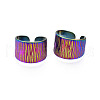 Ion Plating(IP) Rainbow Color 304 Stainless Steel Texture Open Cuff Ring RJEW-S405-258M-1