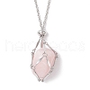 304 Stainless Steel Empty Macrame Pouch Pendant Singapore Chain Necklace Making NJEW-JN05278-2