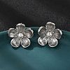 Brass ABS Plastic Imitation Pearl Flower Stud Earrings EJEW-S258-05P-2