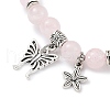 Natural Rose Quartz Round Beaded Stretch Bracelets BJEW-JB09899-02-2