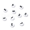 Mix Numbers White Flat Round Acrylic Beads X-PB9111-3