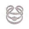 Non-Tarnish 304 Stainless Steel Triple Line Open Cuff Ring Findings RJEW-G285-32P-2