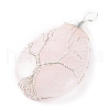 Natural Rose Quartz Pendants PALLOY-JF01307-02-3