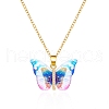 Butterfly Resin Pendant Necklaces PW-WGE549D-06-1