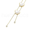 Ion Plating(IP) 304 Stainless Steel & Plastic Pearl Heart Pendant Lariat Necklaces for Women NJEW-U016-02G-2