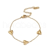 304 Stainless Steel Cable Chain Heart Links Bracelets for Women BJEW-P321-01G-2