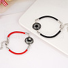 2Pcs Luminous Alloy Glass Flat Round Link Bracelets WG46F56-01-2