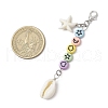 Starfish Synthetic Turquoise & Natural Mixed Cowrie Shell Bead Pendant Decorations HJEW-JM03237-3