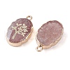 Natural Strawberry Quartz Oval Pendants G-C102-07G-04-2