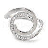 Rack Plating Brass Micro Pave Cubic Zirconia Open Cuff Rings for Women RJEW-Z059-31P-2