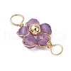 Natural Amazonite & Apatite & Rose Quartz & Amethyst & Red Agate Faceted Round Beaded Flower Connector Charms PALLOY-JF03605-01-4