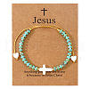 European American Synthetic Turquoise Beaded Braided Bracelets VZ2609-5-1