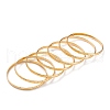 7Pcs Women's Simple Fashion Textured PVD Vacuum Plating 304 Stainless Steel Stackable Bangles BJEW-O182-07G-2
