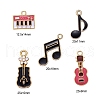 30Pcs 5 Style Light Gold Plated Music Theme Alloy Enamel Pendants ENAM-ZZ0001-08LG-2