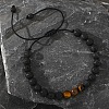 Retro Round Natural Lava Rock Braided Bead Bracelets for Men BL1324-1-1