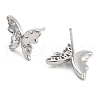Butterfly Brass Pave Clear Cubic Zirconia Stud Earrings for Women EJEW-S216-03P-2