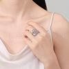 Brass Micro Pave Clear Cubic Zirconia Open Cuff Rings for Women RJEW-S402-06P-3