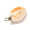 Natural Cowrie Shell Pendants X-PALLOY-JF00940-02-3