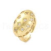 Brass Micro Pave Clear Cubic Zirconia Cuff Rings for Women RJEW-U043-01G-4