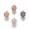 Brass Micro Pave Cubic Zirconia Magnetic Clasps with Loops ZIRC-G097-01-1