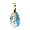 Ocean Themes Alloy & Glass Teardrop Pendants PALLOY-JF03880-3