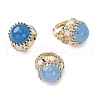 Half Round Natural Dyed Jade Cubic Zirconia Cuff Rings RJEW-M076-01G-04-2