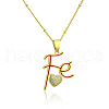 Brass Micro Pave Clear Cubic Zirconia Enamel Fe Heart Pendant Necklaces FS-WGE28F4-01-2