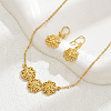 Brass Hollow Flower Earrings & Necklaces Sets for Women PS7581-1