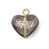 3Pcs 3 Styles Brass Glass Heart Pendants PALLOY-JF03688-02-3