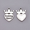 Tibetan Style Crown with Heart Carved Word Knitting Queen Alloy Pendants LF10473Y-1
