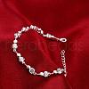 Exquisite Silver Plated Brass Cubic Zirconia Link Bracelets BJEW-BB00758-4