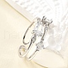 Teardrop 925 Sterling Silver Cubic Zirconia Adjustable Cuff Rings for Women RJEW-S631-02P-3