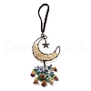 Wire Wrapped Brass Moon & Natural Citrine Pendant Decoration HJEW-C006-02A-1