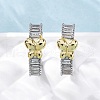 Brass Micro Pave Clear Cubic Zirconia Hoop Earrings EJEW-H158-20B-GP-2