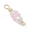 Frosted Flower Natural Cultured Freshwater Pearl & Acrylic Connector Charms PALLOY-JF03590-02-4