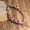 Dyed Natural Imperial Jasper Round Beaded Braided Bead Bracelets WGA4FF5-13-1