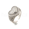 Brass Micro Pave Clear Cubic Zirconia Cuff Rings for Women RJEW-G347-01P-4