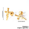 Stainless Steel Clear Cubic Zirconia Sword with Lightning Bolt Stud Earrings AE8260-1-1