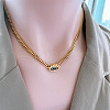 Eye 304 Stainless Steel Cubic Zirconia Pendant Necklaces for Women FS-WGEBBED-01-1